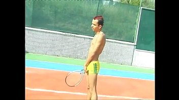 Preview 1 of Wkdrgigfl - Tennis twinks cock sucking and bareback ass fucking outside