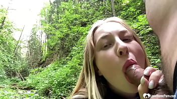 Preview 2 of Hd Sixy Bur Photo - Girlfriend gets a facial in the woods