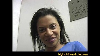 Preview 2 of Lunar Sex And Porn - Black girl sucking their first white cock in Gloryhole
