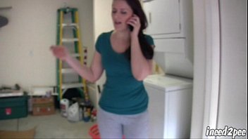 Preview 2 of Fake Agent Pickup Busty - Caroline Pierce wetting spandex pants