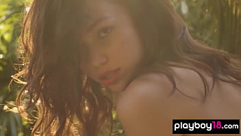 Preview 2 of Low Rise - Petite Filipina babe Kit Rysha presenting a sensual striptease outdoor