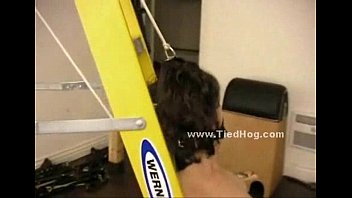 Preview 2 of Collge Rule - Gagged whore in fishnet stockings is tied up and has her ass flogged by a man