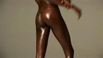 Preview 2 of Russian Mature Swallow Cum - chocolate skin flexible African model wide legs opening