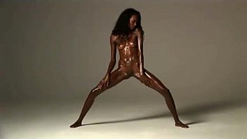 Preview 3 of Russian Mature Swallow Cum - chocolate skin flexible African model wide legs opening