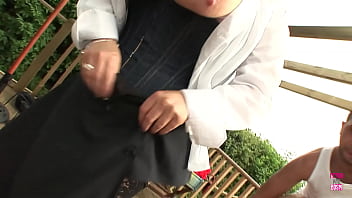 Preview 2 of All Video Hide Camra - Chunky blonde babe gets fucked outdoors by two handsome guys that are well hung