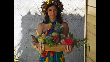 Preview 4 of Stockingpee - On a Tropical Island Two Guys Double Penetrate Waitress Eva Roberts