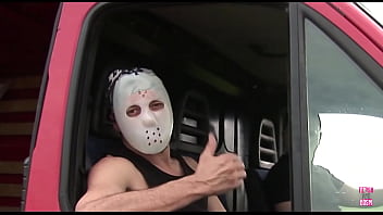 Preview 1 of Desi Vidhwa Aurat Porn - A lost blonde in a pink dress gets slammed by a couple of masked truckers