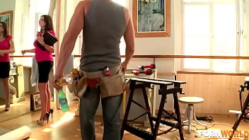 Preview 1 of Gol Shtan - Titty Queen Rye rides carpenter&#039_s fat veiny cock while her big tits shake GP1106