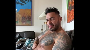 Preview 1 of Soft Surrender - tattooed muscle gay in jeans striptease and masturbate my big cock