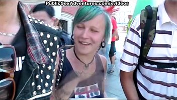 Preview 1 of Small Meggaporn Com - Horny redhead strips in public and fucks