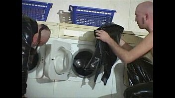 Preview 1 of Group Facial Vdeo - German Blondes FFMM 4some in Laundry Room