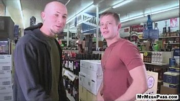 Preview 1 of Babysitter Catches Dad - Guy giving his friend a blowjob inside the l. store