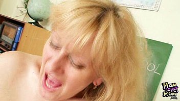 Preview 4 of A Girl Xxx With A Ki - Busty Milf teacher fucks herself with a dildo