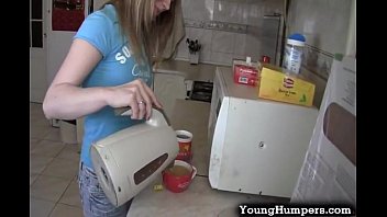 Preview 1 of Porny Bbw Fuck - Teen girl taking it deep in the kitchen