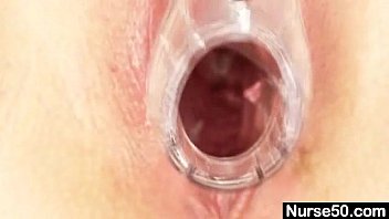 Preview 4 of Mantab Enak - Blond milf in latex uniform extreme dildo insertion