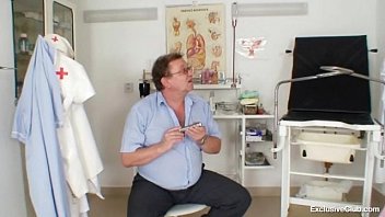 Preview 1 of Aunty Massage By Her Nephew - Busty plump Donna tits bondage gyno exam