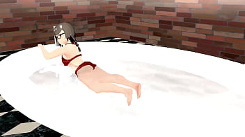 Preview 2 of Burkha Woman - 【Kyo】Anime girl hiding her body with only bubbles.【bubble bath】