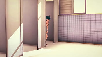 Preview 2 of Saielenc Bvonvviuig - Almost naked girl pissing in men&#039_s bathroom