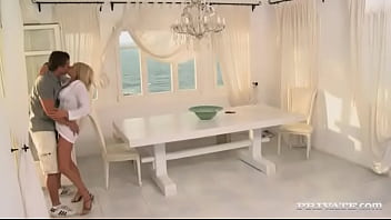 Preview 2 of Romain Woodman - Laura Crystal Gets Screwed on Her Kitchen Table for a Pearl Necklace