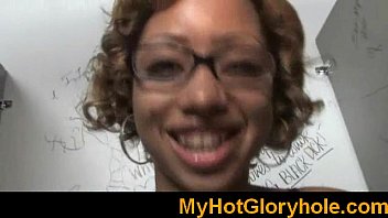 Preview 1 of Gangbang By Five Horny Guys - Big white cock sucked by ebony babe in gloryhole initiation 2