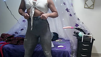 Preview 1 of Skirt Wearing Milf - beautiful fitness with big clit