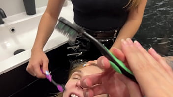 Preview 3 of Incesto Lolita - Smell Of Pussies,  Asses And Dirty Feet Of Two Mistresses Is Toothpaste For Slave