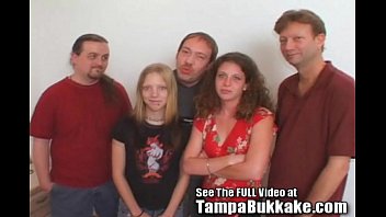 Preview 1 of Nudism In Pub - Two Girl Group Sex Tampa Bukkake After Party