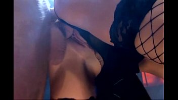 Preview 2 of Xxx Sanny Lo Mp4 Vide Da - Pretty brunette fucking in black fishnet stockings