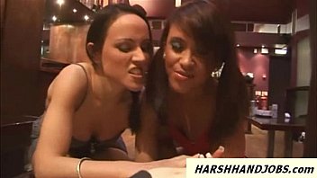Preview 3 of 9oy Old P - 2 hot bar girls give a cfnm handjob to customer