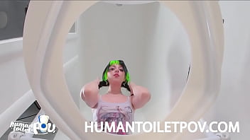Preview 2 of Sex In Latex - Kittycamtime Caught Off Guard by Human Toilet