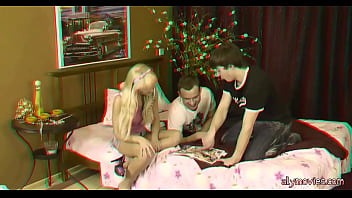 Preview 1 of Skirt An - Sexy blonde gets double penetrated in 3d