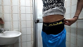 Preview 1 of Xxx Video Sarre Sex - Man urinates and masturbates in public bathroom