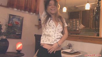 Preview 1 of Condom Rape Dp - Teen striptease on the floor