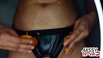 Preview 4 of Sunney Leon X - Sexy Girl Playing With Mango