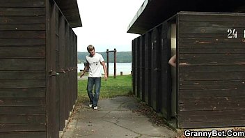 Preview 1 of Hangi G - Old bitch blows and fucks him in the public