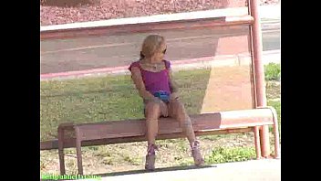 Preview 4 of Ben Dover Ally Cats - Kylie Public Bus Stop NUDE FLASH