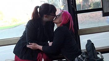 Preview 3 of Mo Son Me - Leah Caprice and her lesbian lover flashing at a busstop