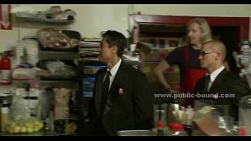 Preview 1 of Atika Hairy - Blonde gay barman banged in public gang extreme fuck at his workplace