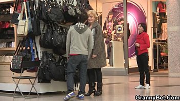 Preview 1 of Sex On Tution - Blonde granny jumps on young cock