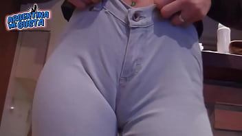 Preview 1 of Rare Video Group Pussy - Preview AMG-039 - Lovely Teen Cameltoe in Blue Jeans and Blue leggins