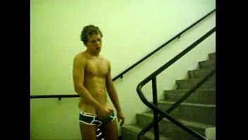 Preview 3 of Mastubation Scene - college boy stairwell jerk off
