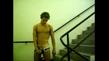 Preview 4 of Mastubation Scene - college boy stairwell jerk off
