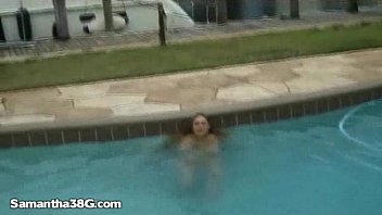 Preview 2 of Yasirkhan X - BBW Samantha 38G Dildos Herself By the Pool