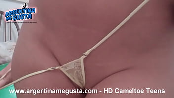Preview 2 of Girl Wiith Dog - Wicked Weasel Thong inside Pussy - Naked Cameltoe