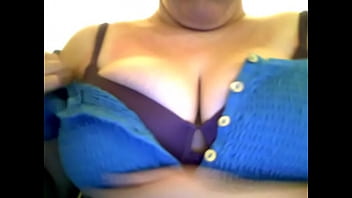Preview 2 of Gracie Glam Woodman Casting - Unbuttoning and buttoning shirt nice cleavage