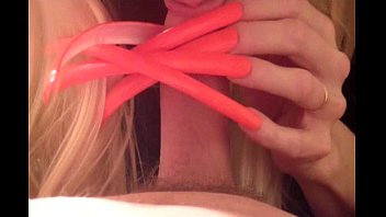 Preview 4 of Brown Sexy Boobs - Hot Neon Orange Six inch Sexy Long Fingernails