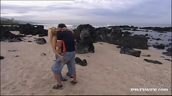 Preview 2 of Istri Bertukar - Big Boobed Blonde Jemstone Bends over and Gets Fucked on the Rocks
