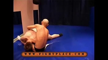 Preview 2 of Black Lesion Prone Kiss - Gay Wrestling on Fightplace 02