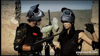 Preview 2 of Army Raped Syrian Womens - Paint Baller Suzie Diamond Gets a Facial Cumshot after Giving Blowjob