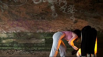 Preview 2 of Mom And Son Loud Sex - uk amateur Holly Kiss flashing in public under a railway bridge